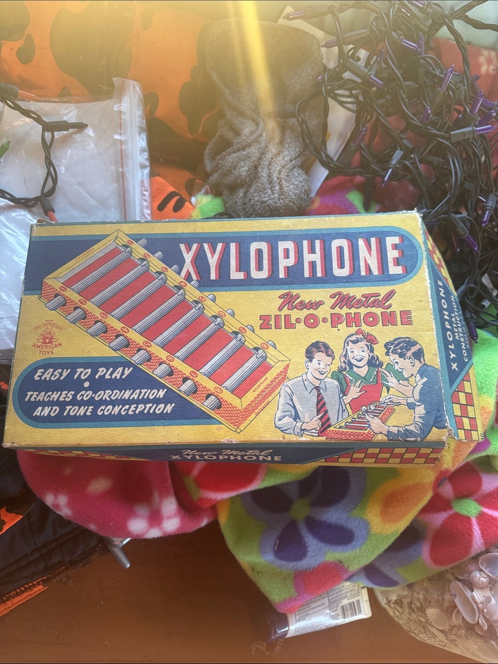 Vintage in original box metal xylophone by American toys